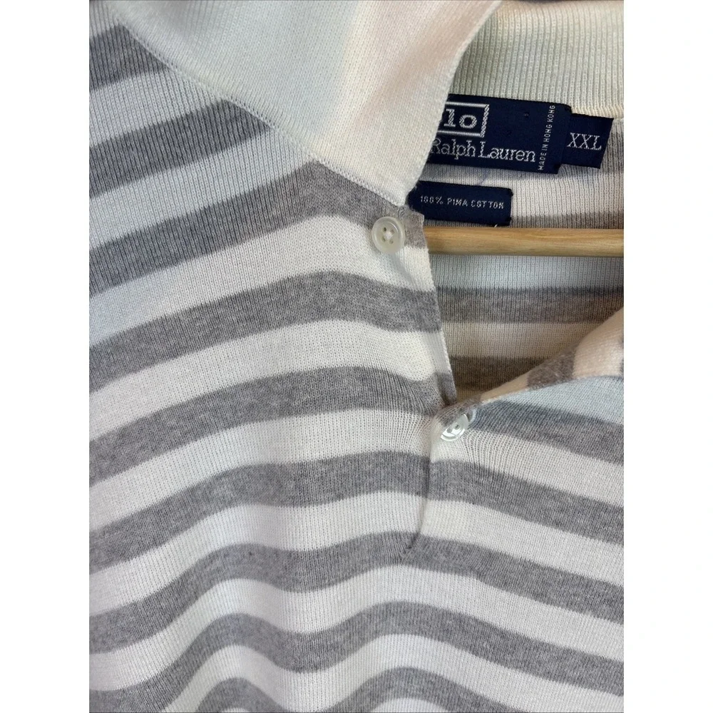 Polo Ralph Lauren Long Sleeved‎ Striped Sweater 2XL Pima Cotton Rugby Old Money